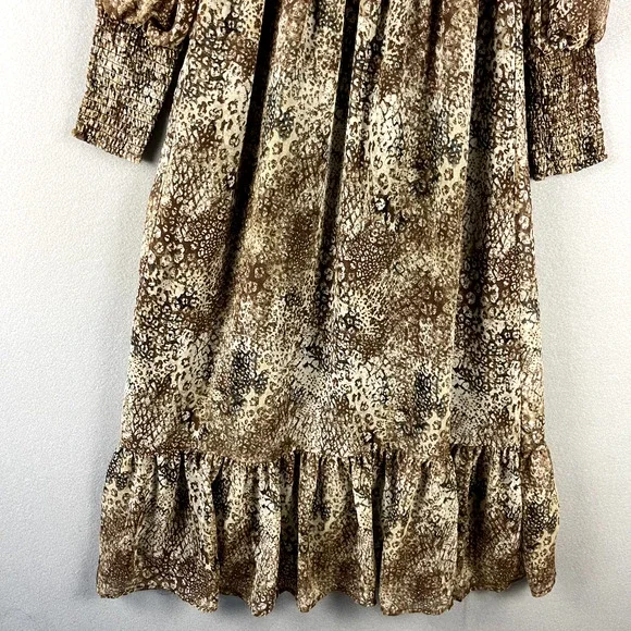 Betsey Johnson Tiered Midi Dress Small Animal Print Ruched Whimsigoth Fairy - Picture 3 of 16